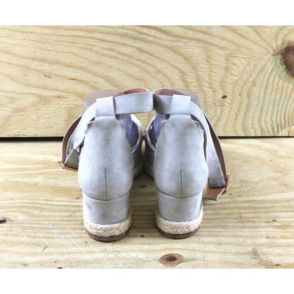 Chole Sandals Womens 6.5 Gray Suede Lauren Platform Espadrilles Shoes - Picture 3 of 10